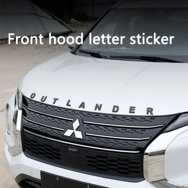 Car Head Hood Letter Logo Words Emblem Decals Sticker For Mitsubishi Outlander 2023 2024 2025 2026 Auto Decoration Accessories